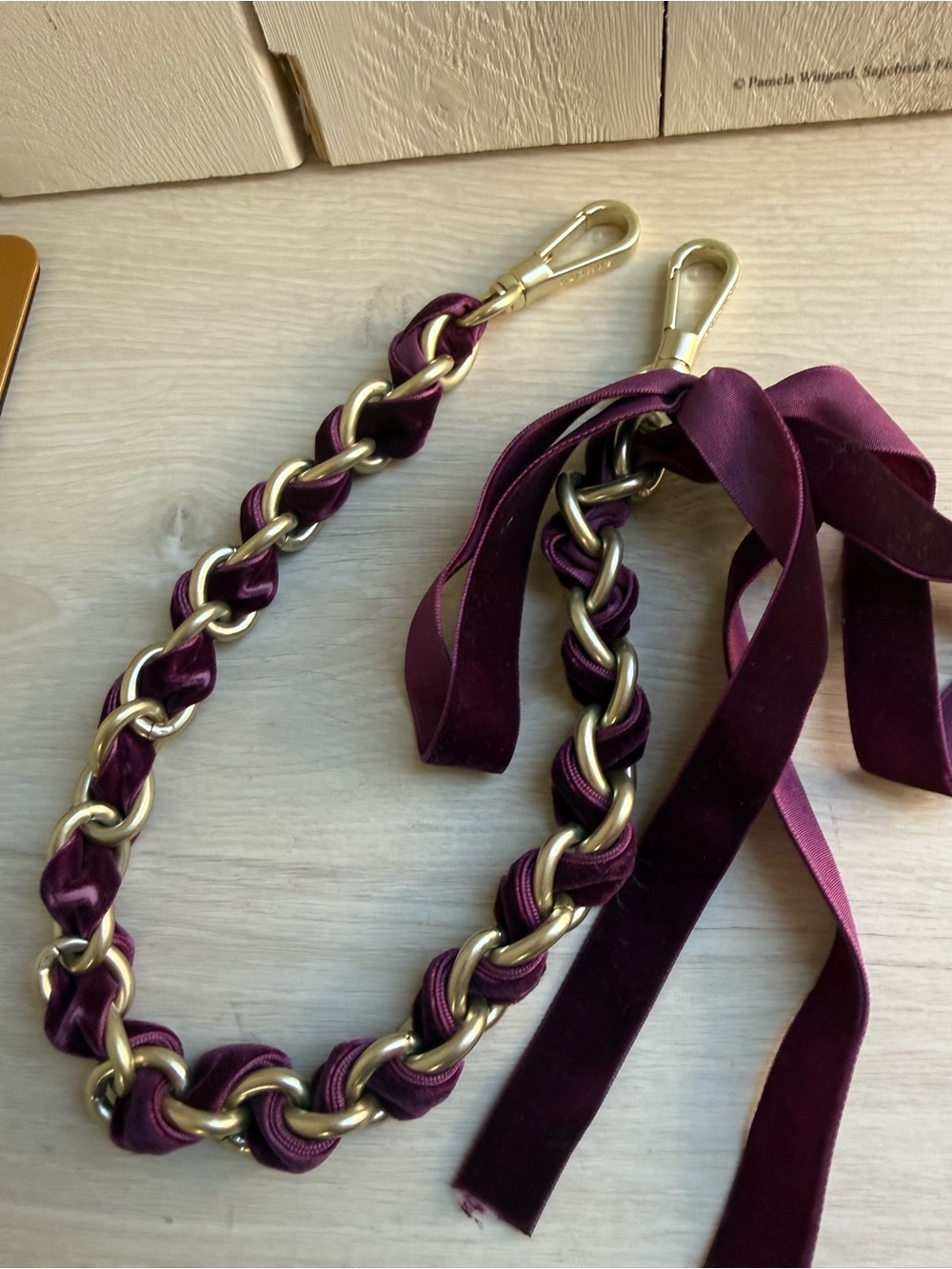 Rothy’s Velvet Plum Chain Shoulder Strap Purple Gold Hardware